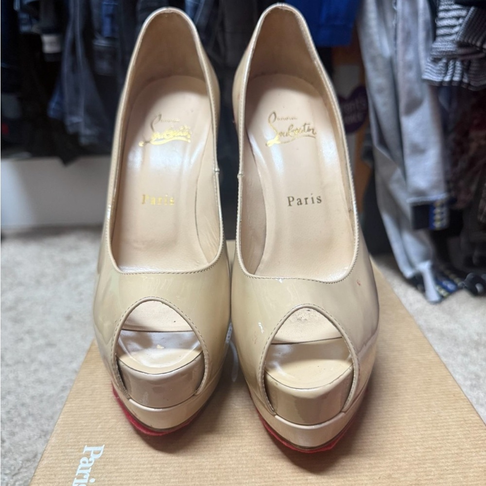 Christian Louboutin Nude Peep Toe Heels